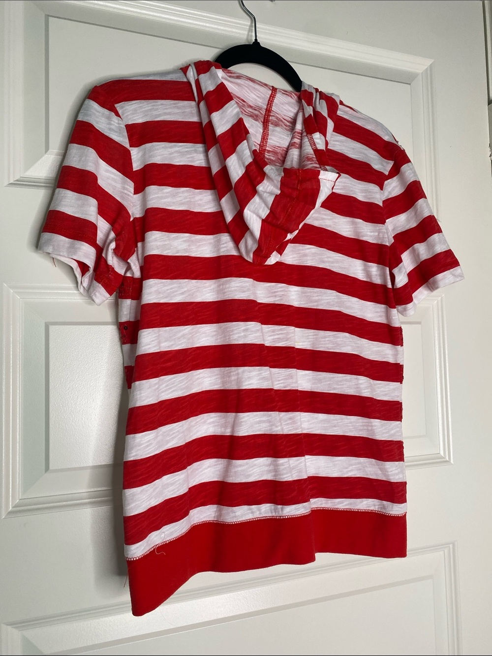 Y2K Red & White Mallcore Hoodie with Sequins - Picture 5 of 5